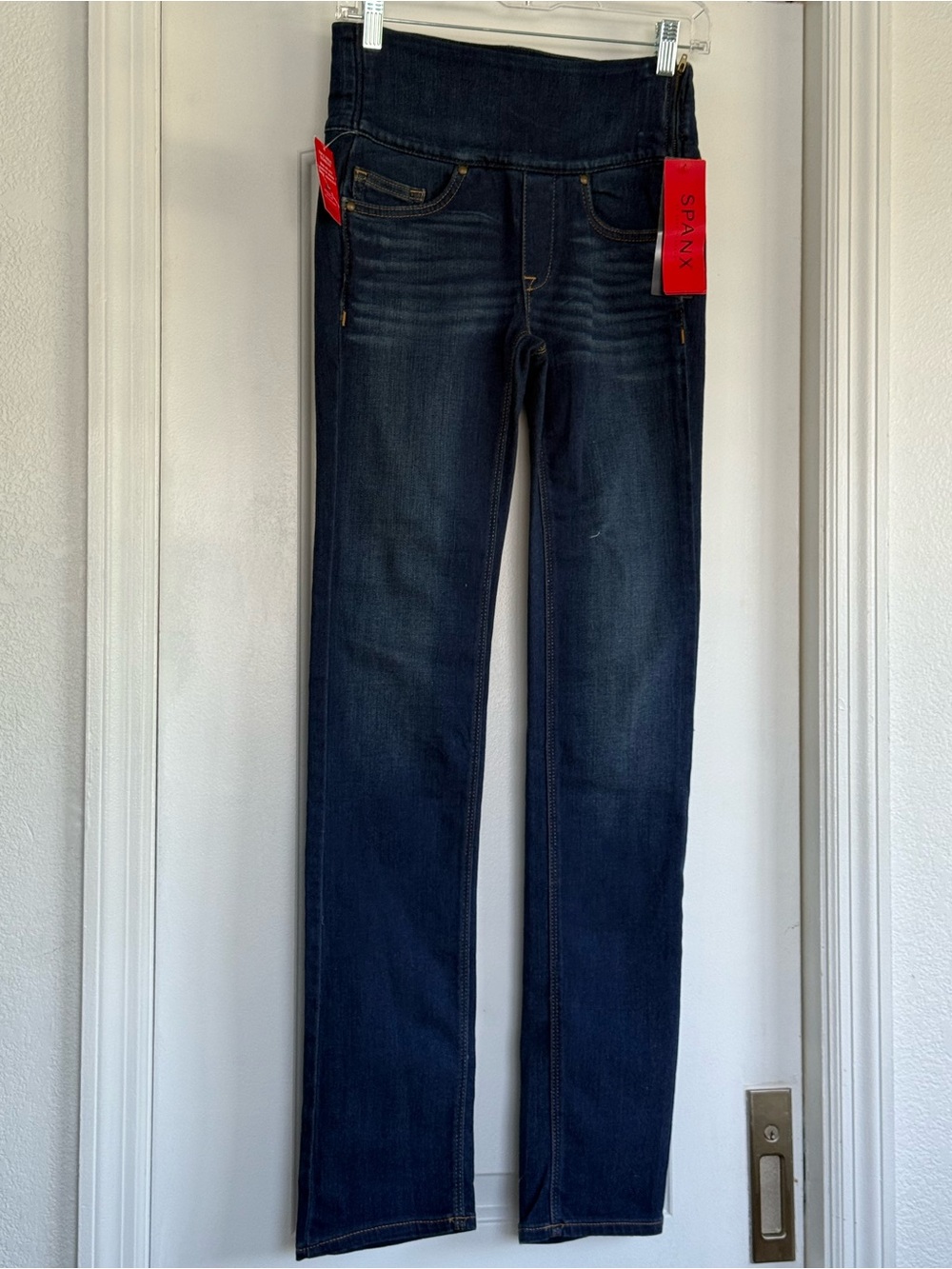 SPANX Dark Blue Straight Leg Shaping Jeans